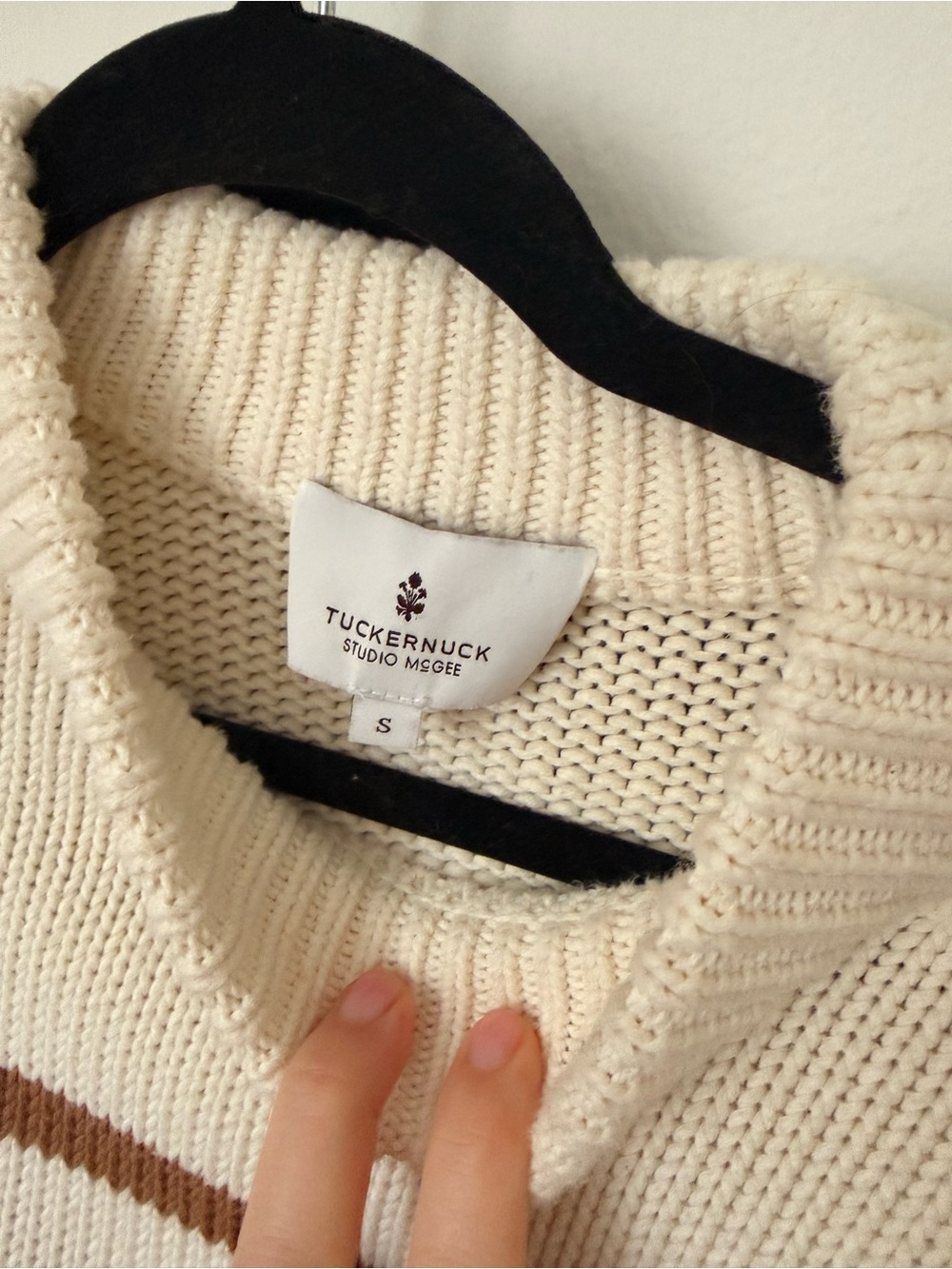 Tuckernuck x Studio McGee Cream & Mocha Striped Crewneck Sweater - Picture 3 of 5